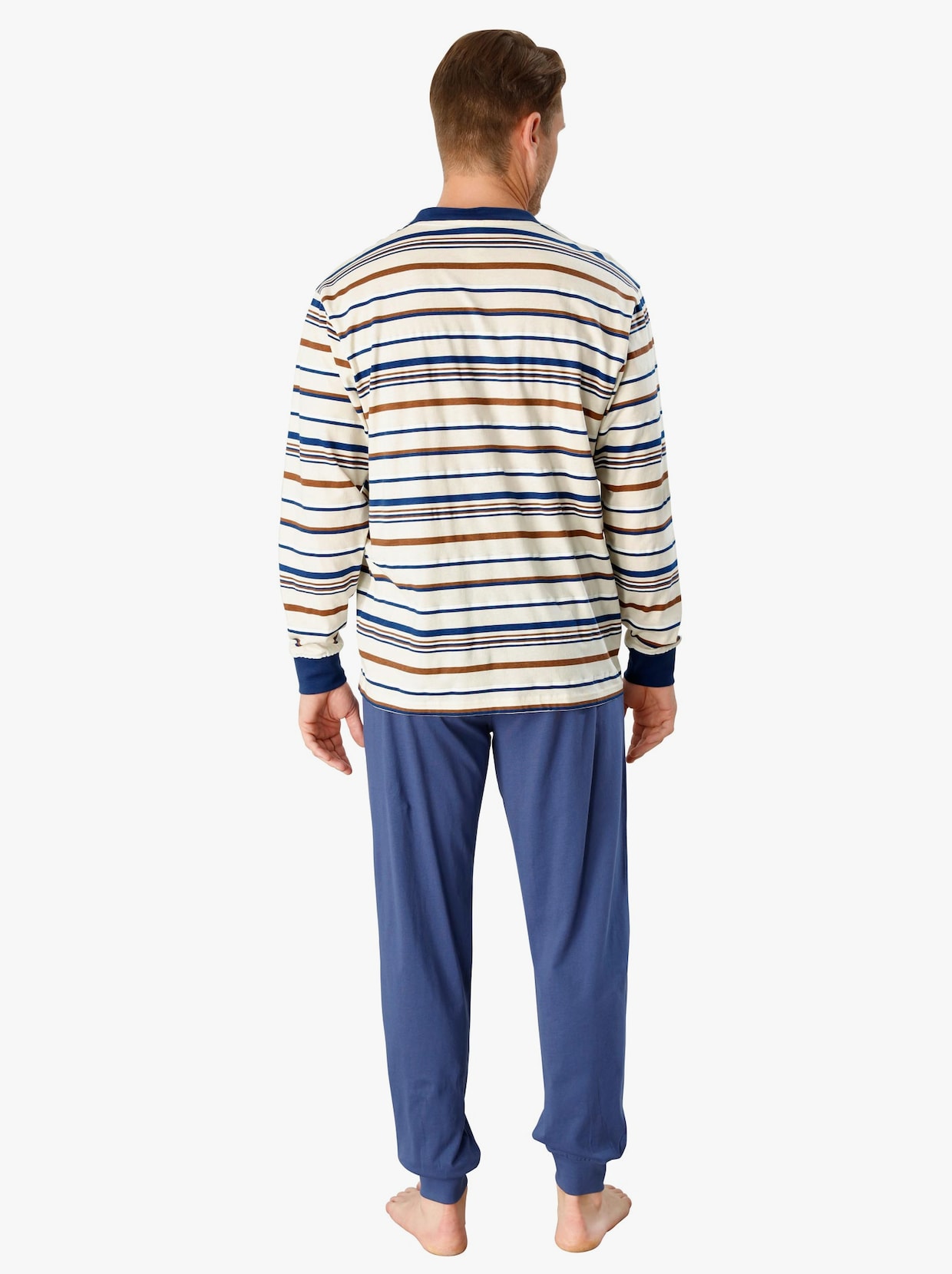 Pyjamas - ecru-blå, randig