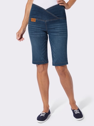 Jeansbermudas mit seitlichem Reißverschluss - blue-stone-washed
