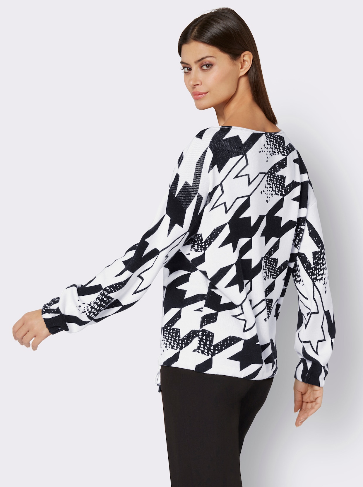 Pullover met lange mouwen - zwart/ecru geprint