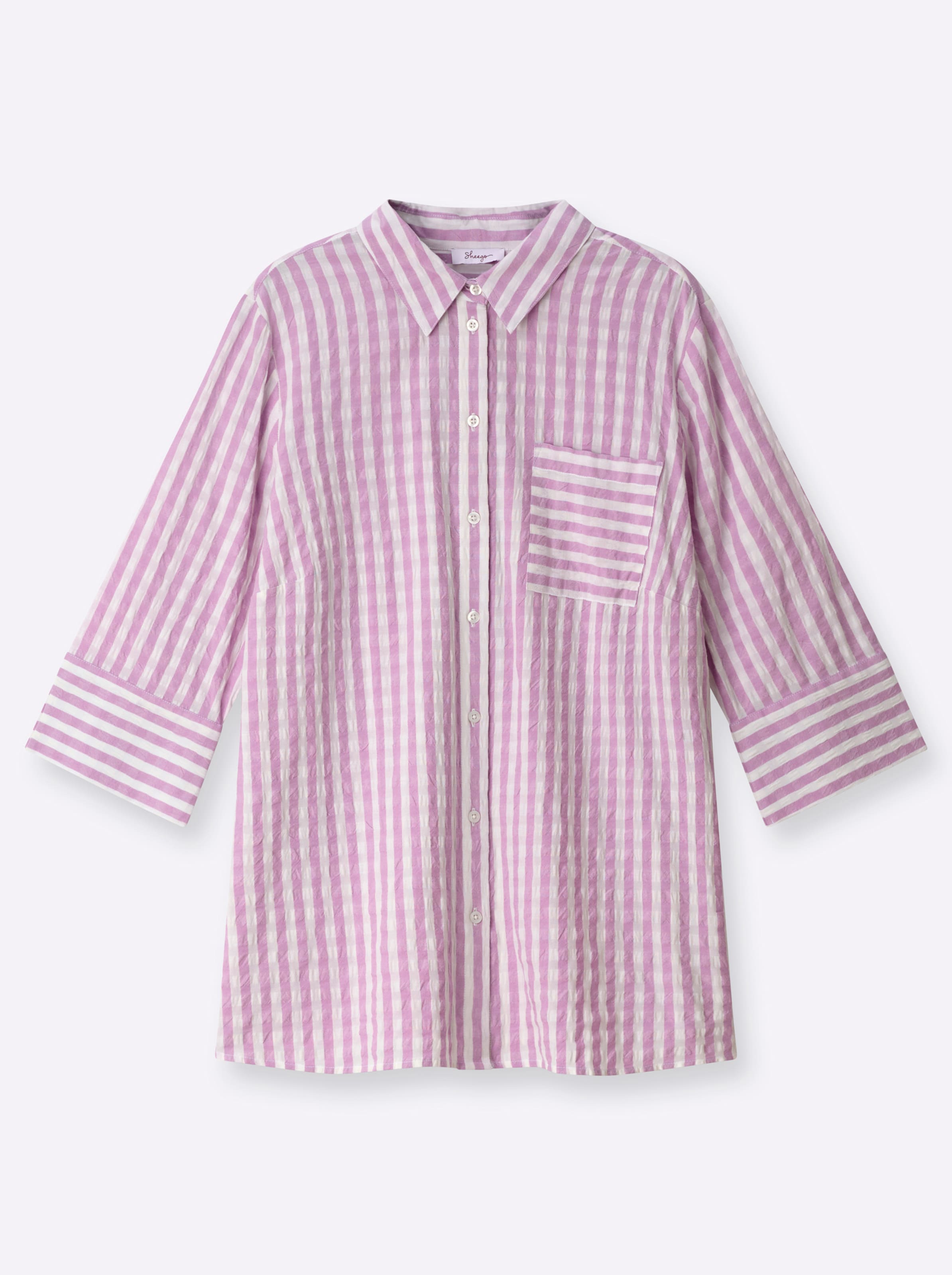 Sheego Damen Orchidee-Weiß-Gestreift Gestreifte Bluse - Bild 2