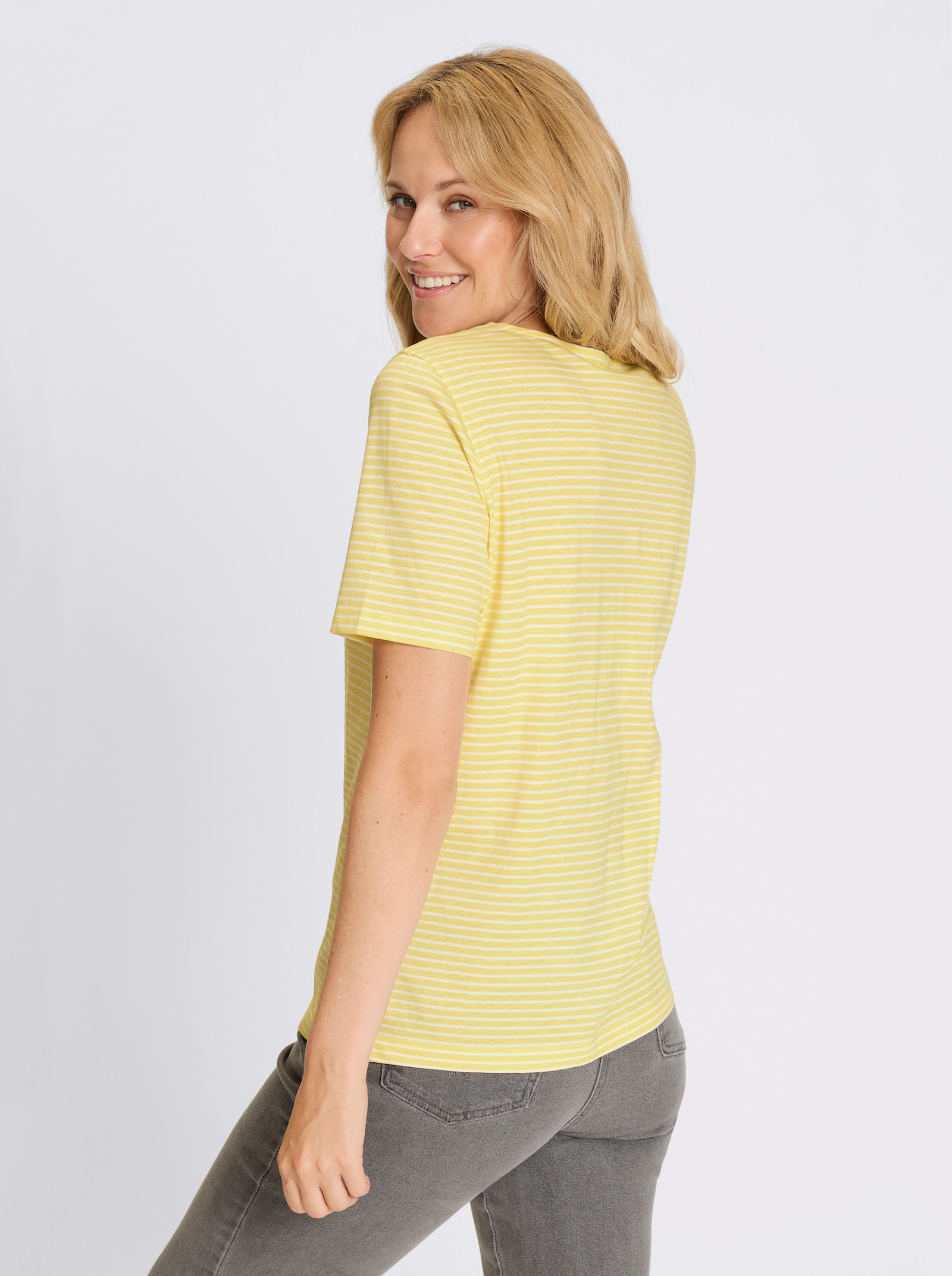 Ringelshirt aus reiner Baumwolle - zitrone-ecru-geringelt