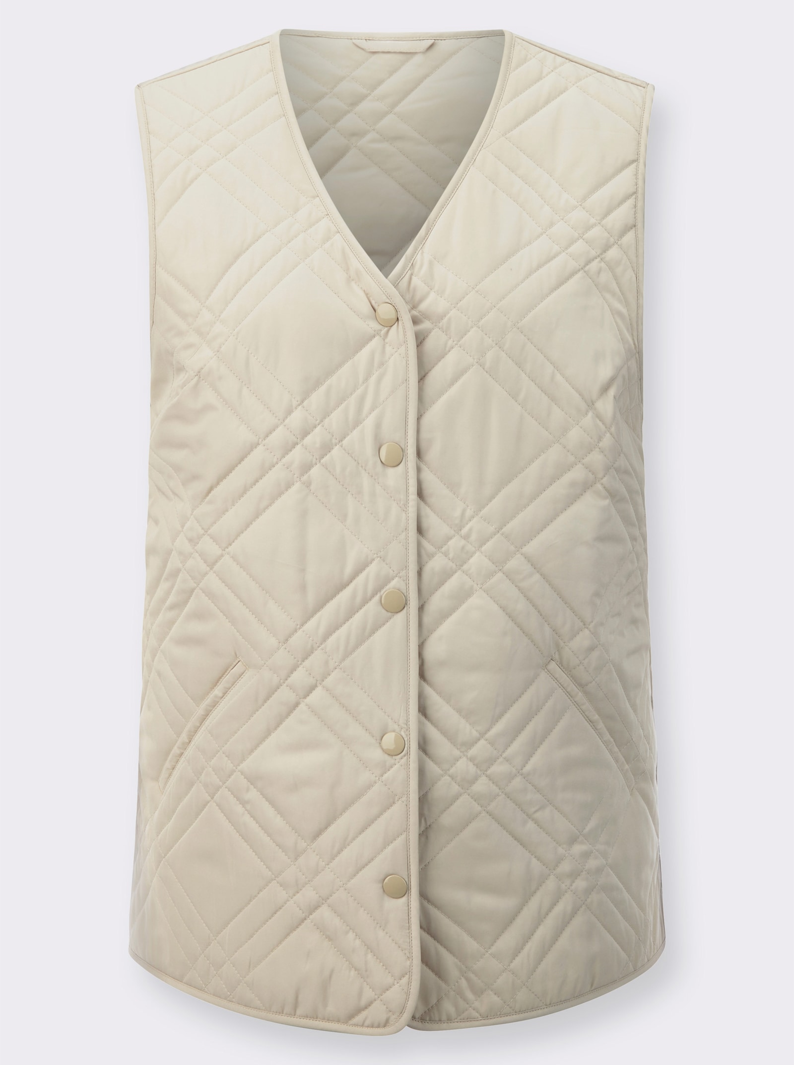 Bodywarmer met doorlopende drukknoopsluiting - zand