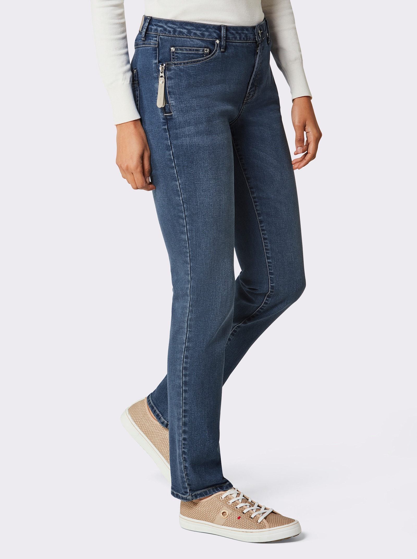 CREATION L PREMIUM 5-Pocket-Jeans mit Lyocell, Denim-Qualität - blue-stone-washed