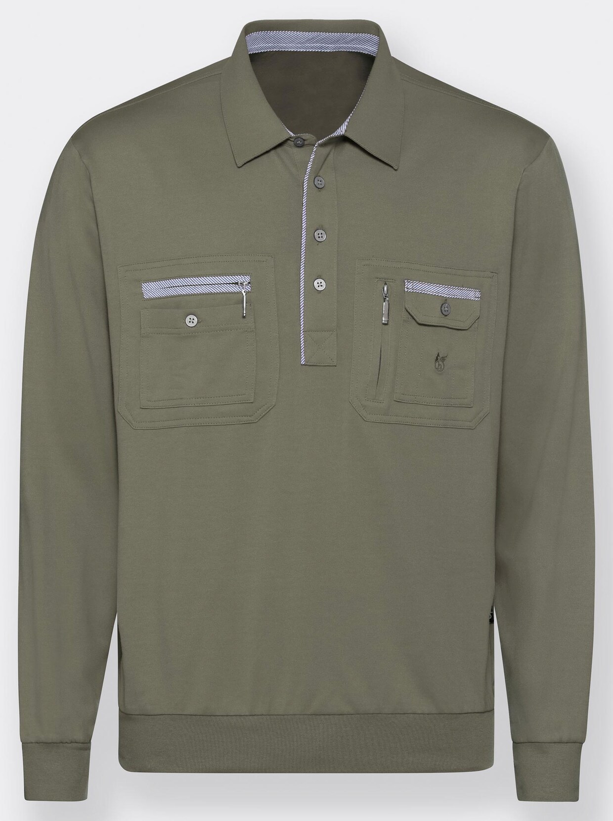 Hajo Langarm-Poloshirt - oliv