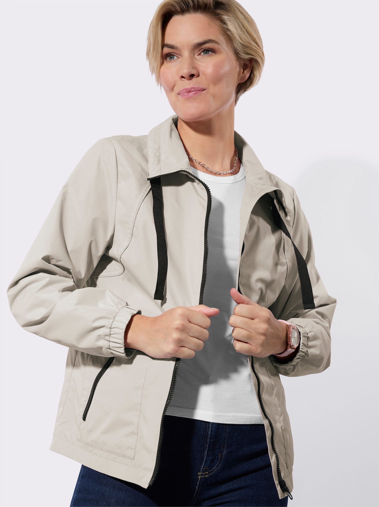 Übergangsjacke mit Kontrasten - sand