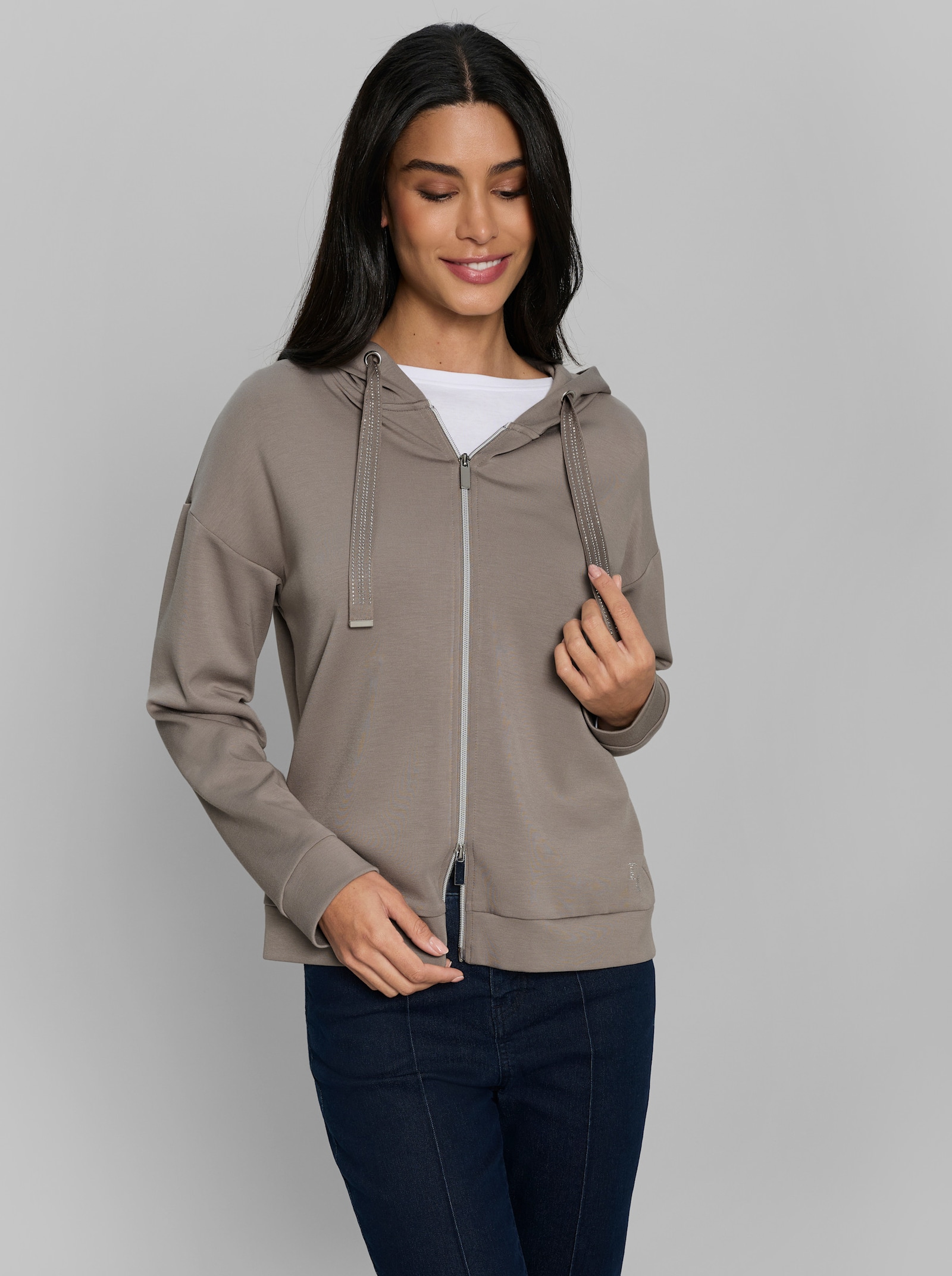 heine Sweatjacke mit Modal - taupe