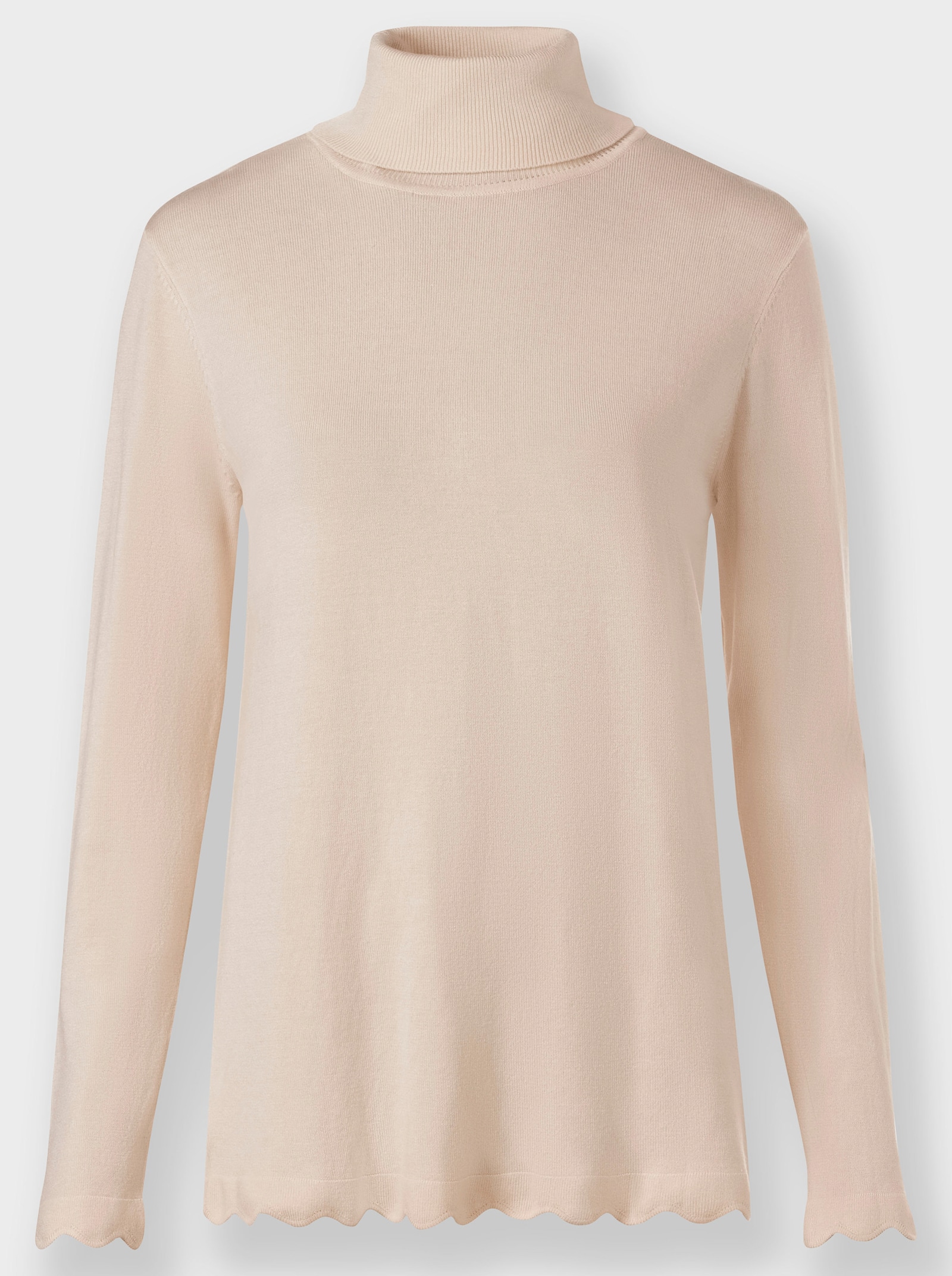 heine Pullover met rolkraag en golvende rand - ivoorkleur