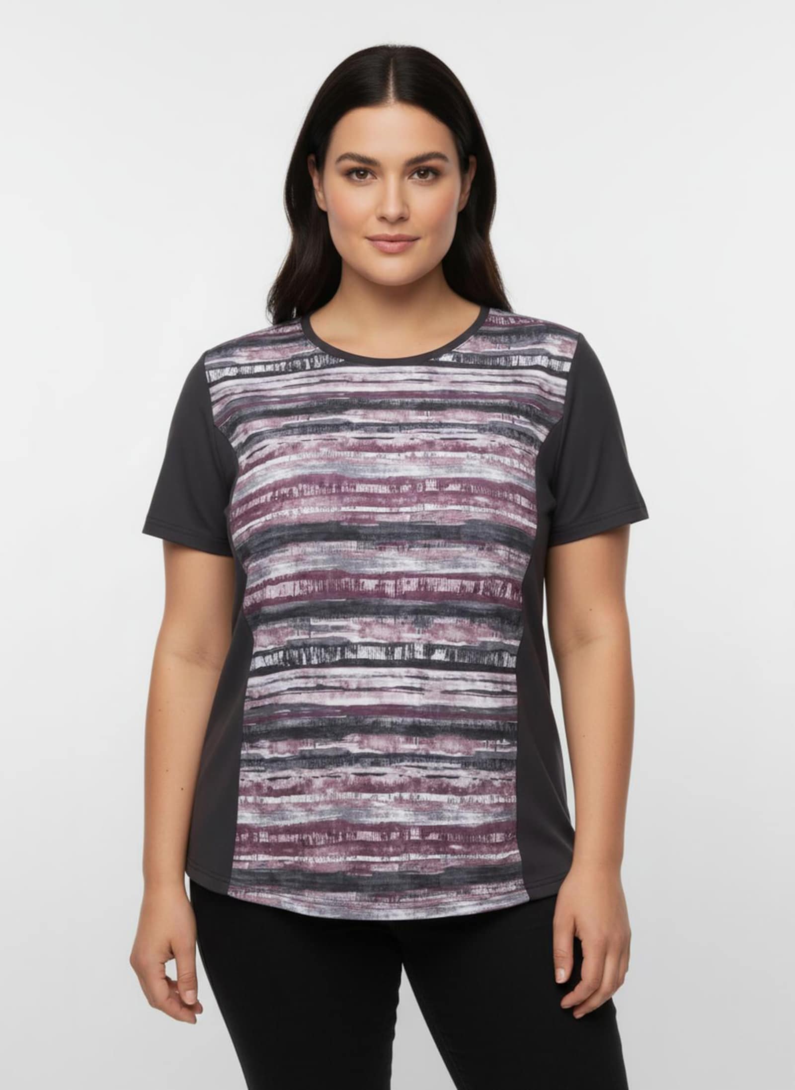 Funktionsshirt atmungsaktiv und schnell trocknend - schwarz-hortensie-bedruckt