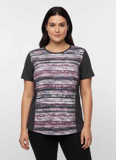 Funktionsshirt - schwarz-hortensie-bedruckt