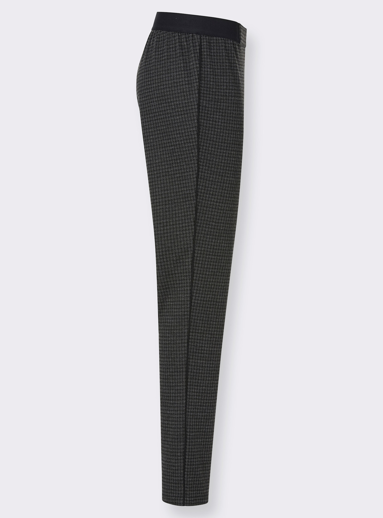 Broek met contrastpaspel opzij - zwart gedessineerd