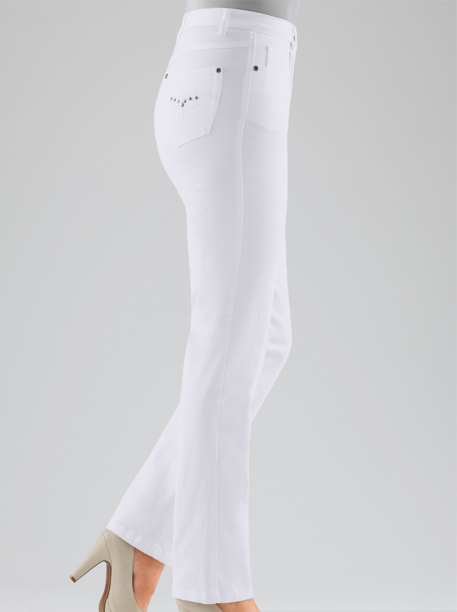 Džíny s 5 kapsami s podílem streče - bílá