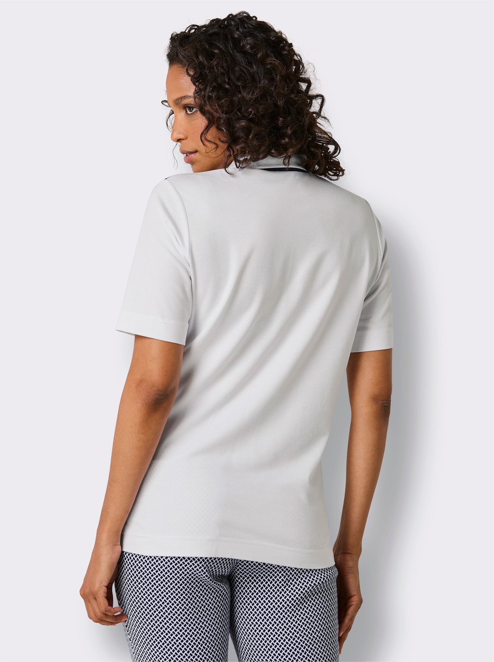 CREATION L PREMIUM Poloshirt mit Kontrast-Details - weiß-marine