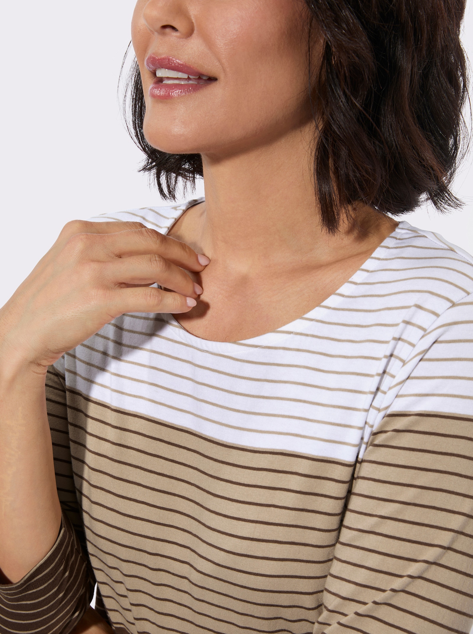 Ringelshirt - braun-ecru-geringelt