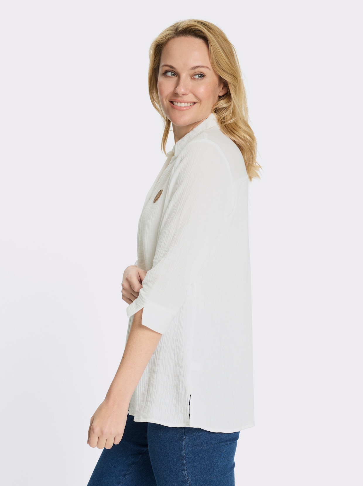 Longbluse in Musselin-Qualität - weiß