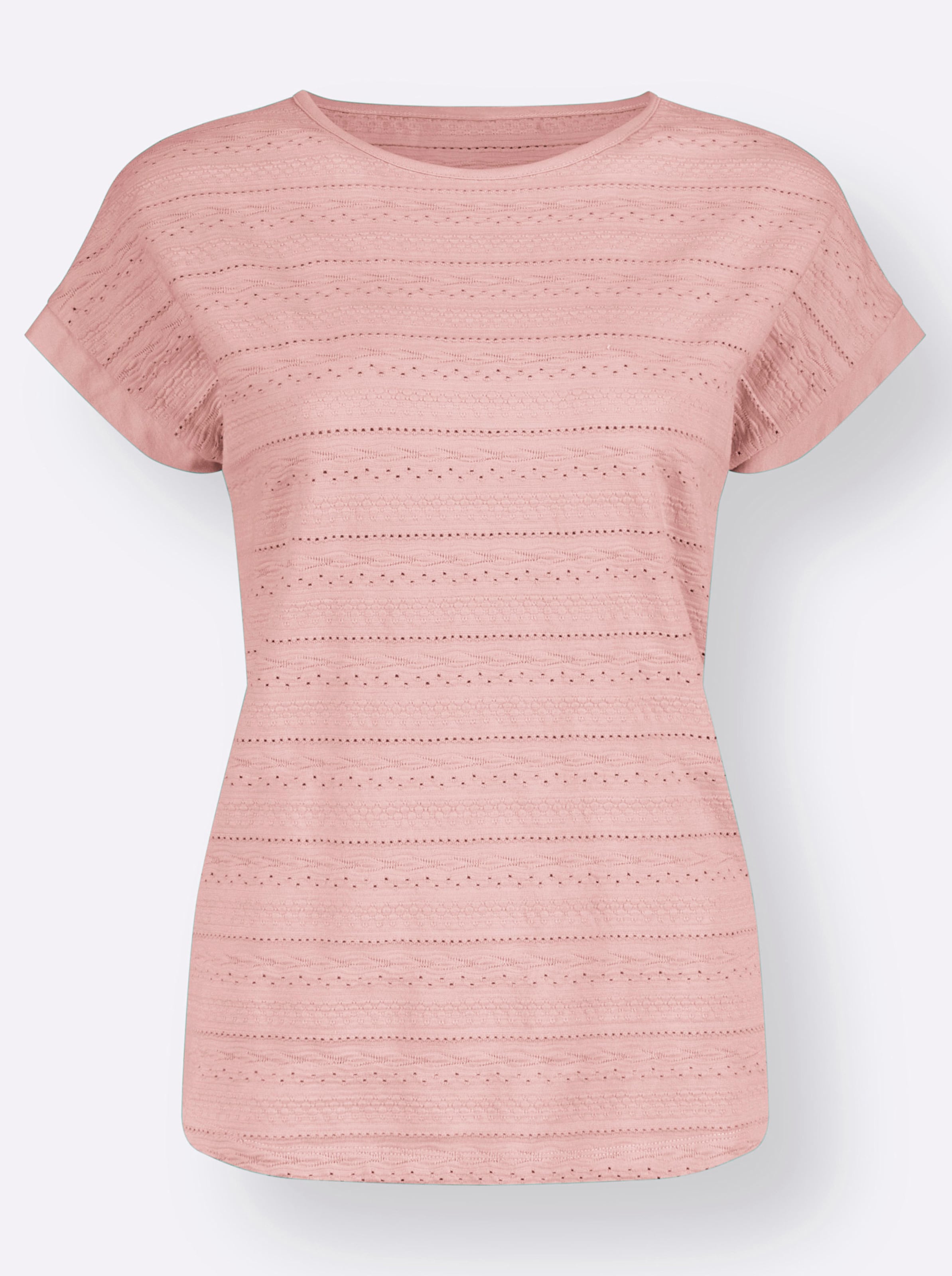 Shirt Kurzarm günstig Kaufen-Kurzarmshirt in rosé von heine. Kurzarmshirt in rosé von heine <![CDATA[Shirt in modischer Struktur-Qualität. Mit lässig überschnittenen Schultern. Angenehm weiche, bewegungselastische Qualität.]]>. 
