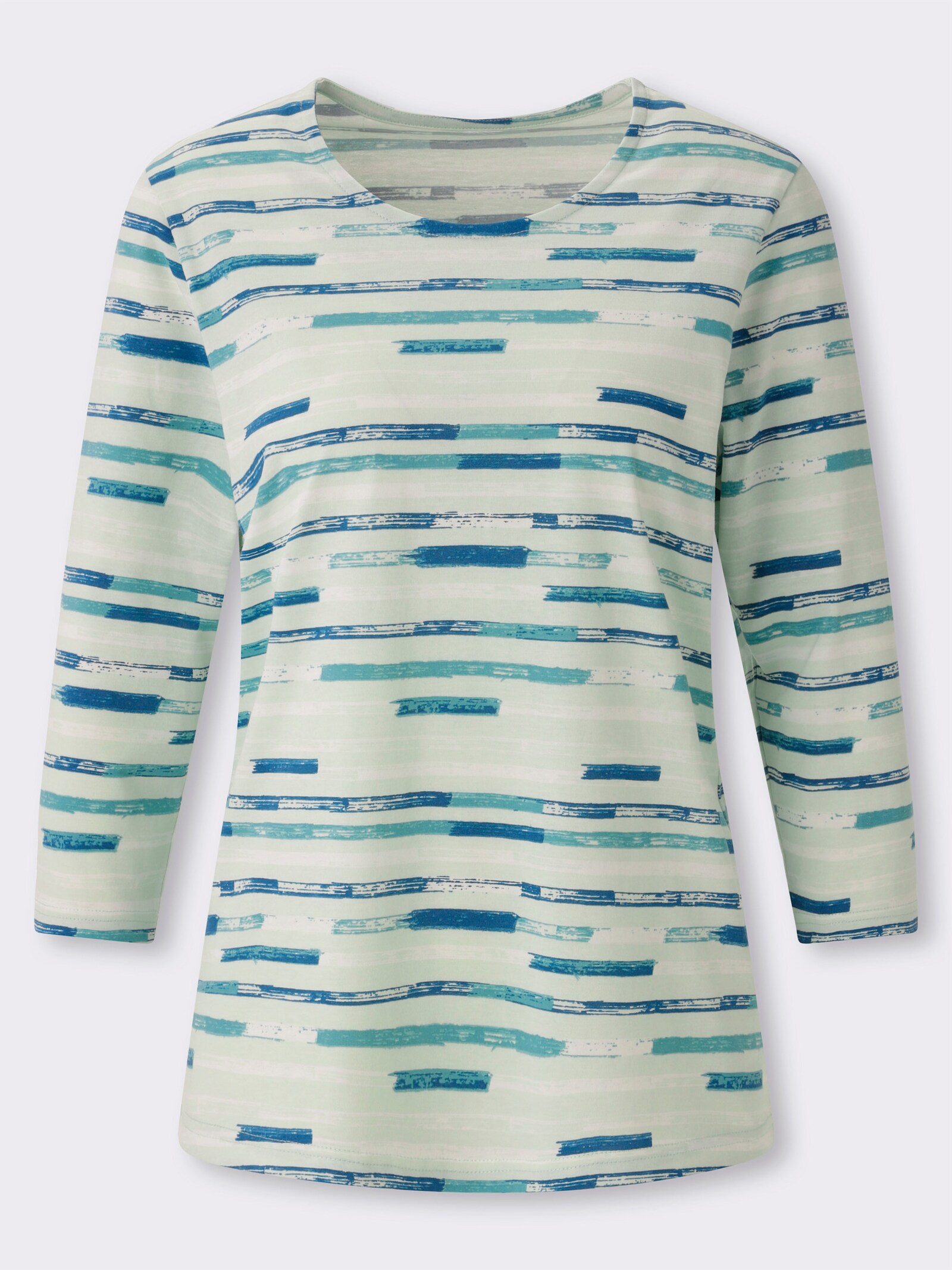 Rundhalsshirt mit Streifen-Print - zartmint-ozean-bedruckt