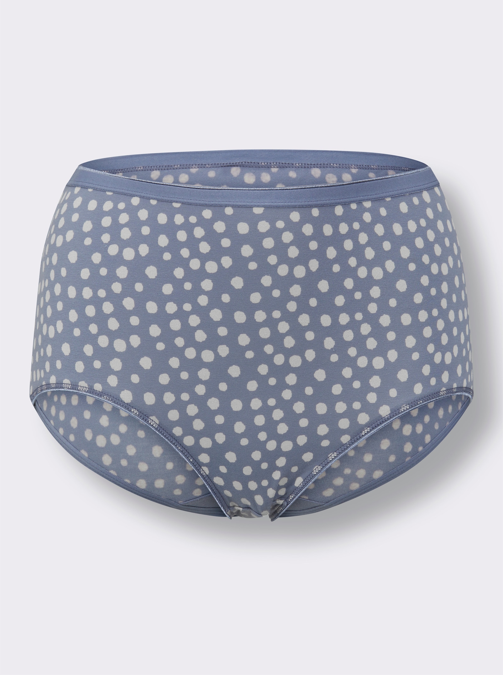 wäschepur Höga trosor med mjuk resårlinning - 2x duvblå-med tryck + 1x duvblå