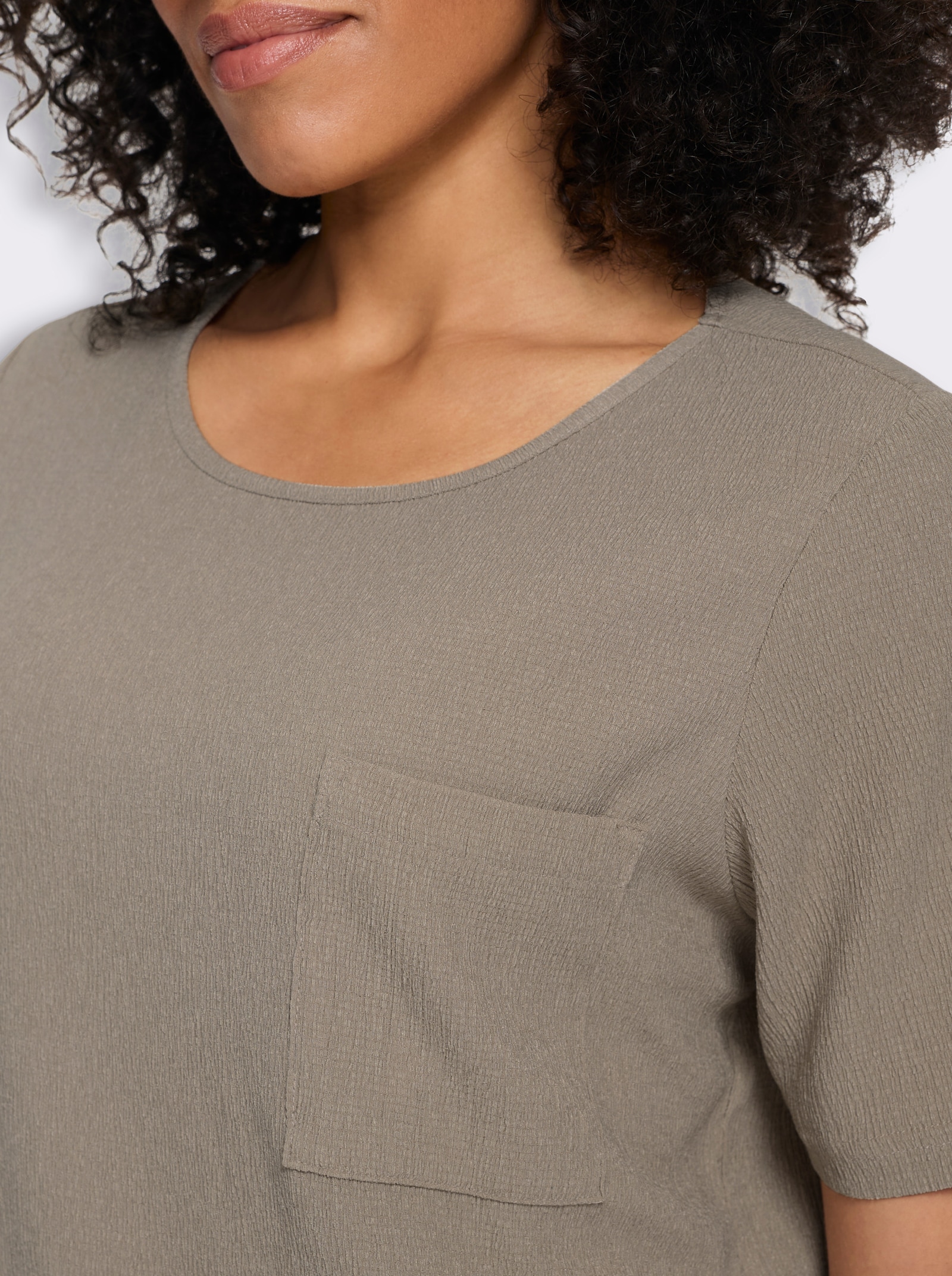 Shirt met korte mouwen en borstzak - sesam