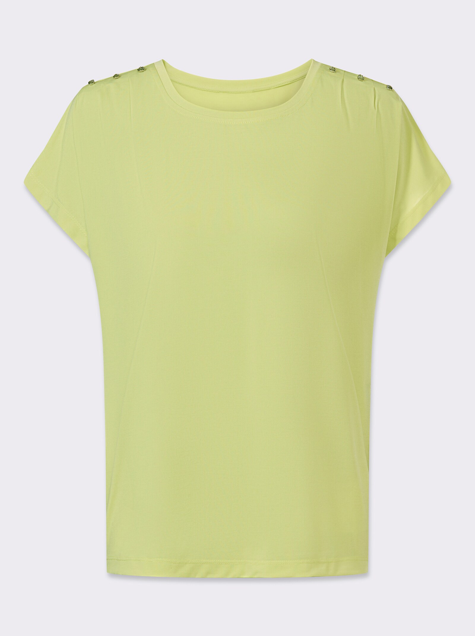 Rundhalsshirt mit Schmucksteinchen - pistazie