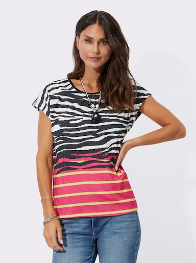 Shirt im Muster-Mix - schwarz-weiß-bedruckt