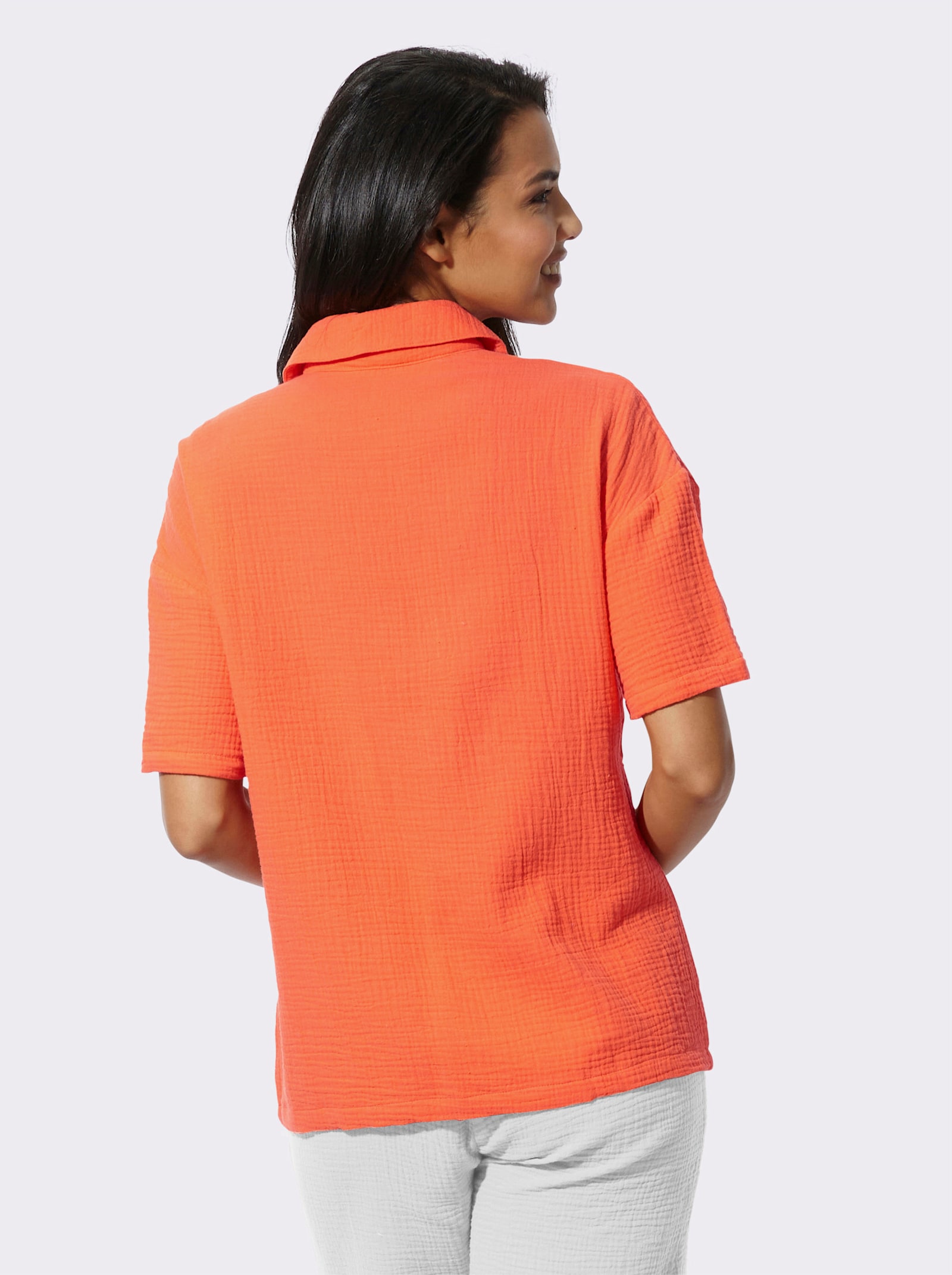 Strandblouse van mousseline - oranje