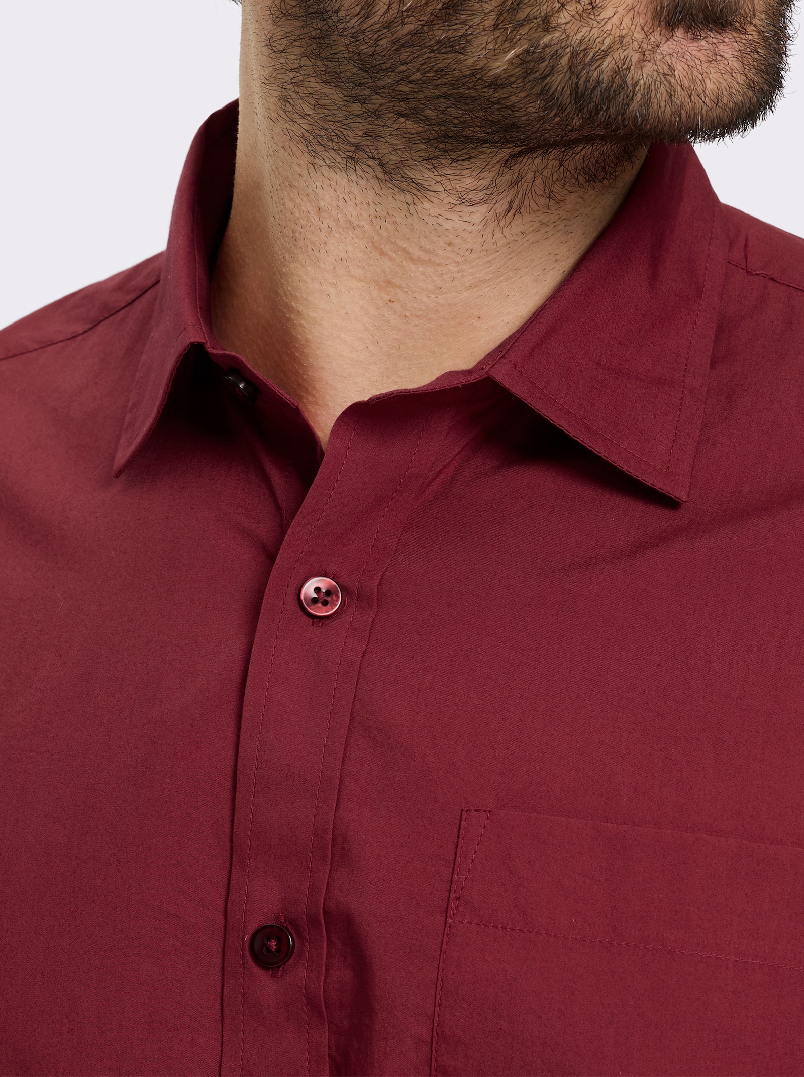 Catamaran Langarmhemd mit Brusttasche - dunkelrot