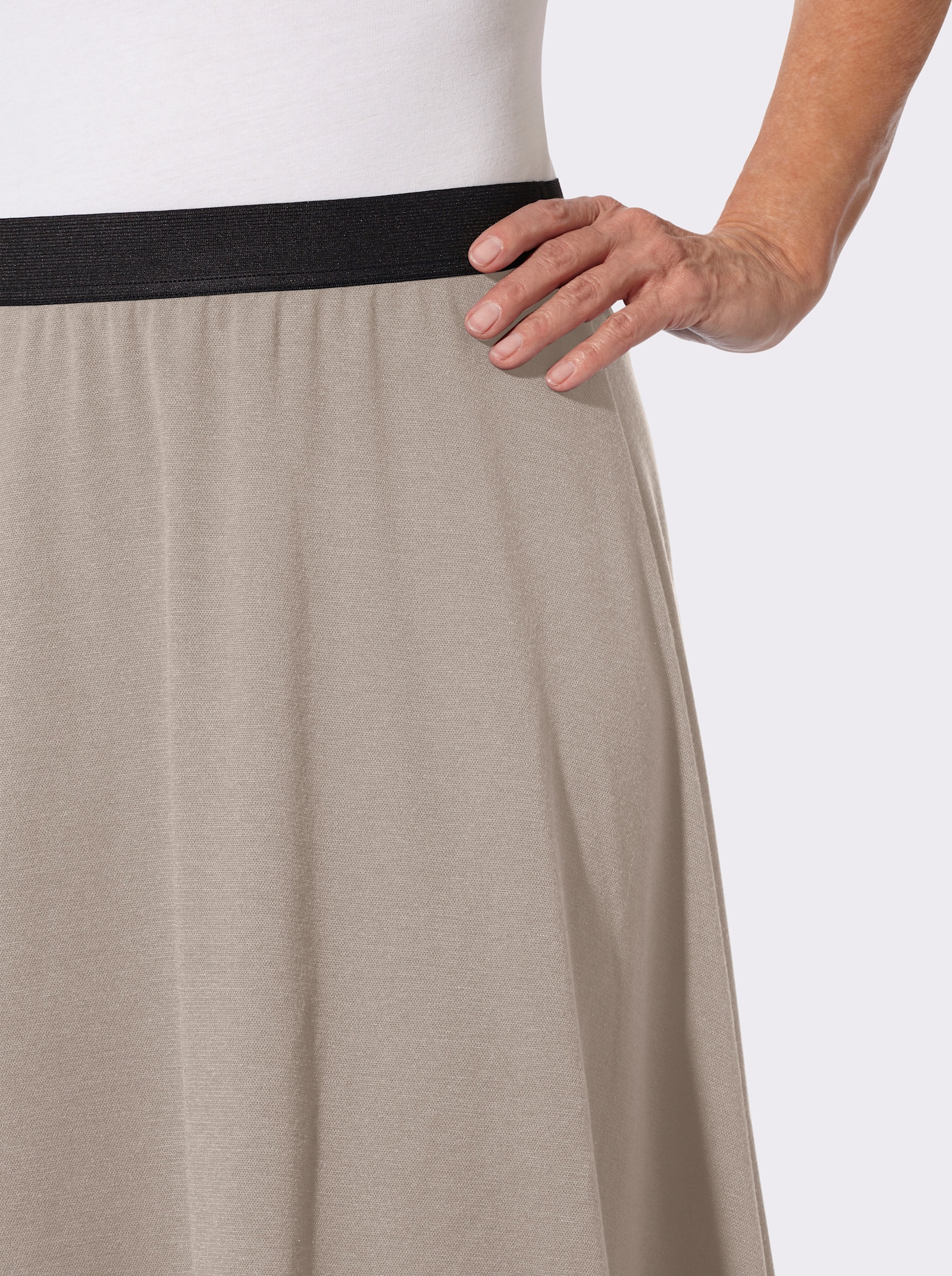 Jerseyrock mit Kontrastbund - dunkeltaupe + sesam