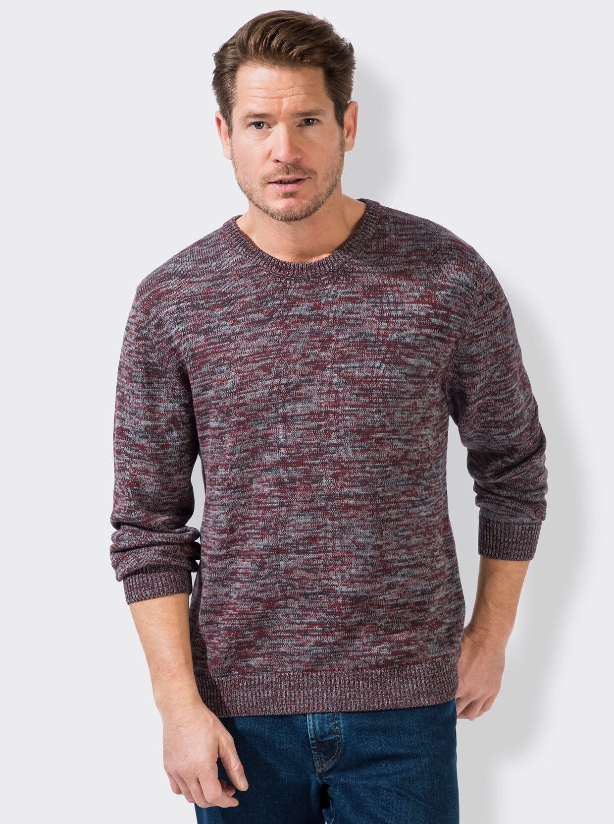 Marco Donati Pullover - bordeaux-grau-gemustert
