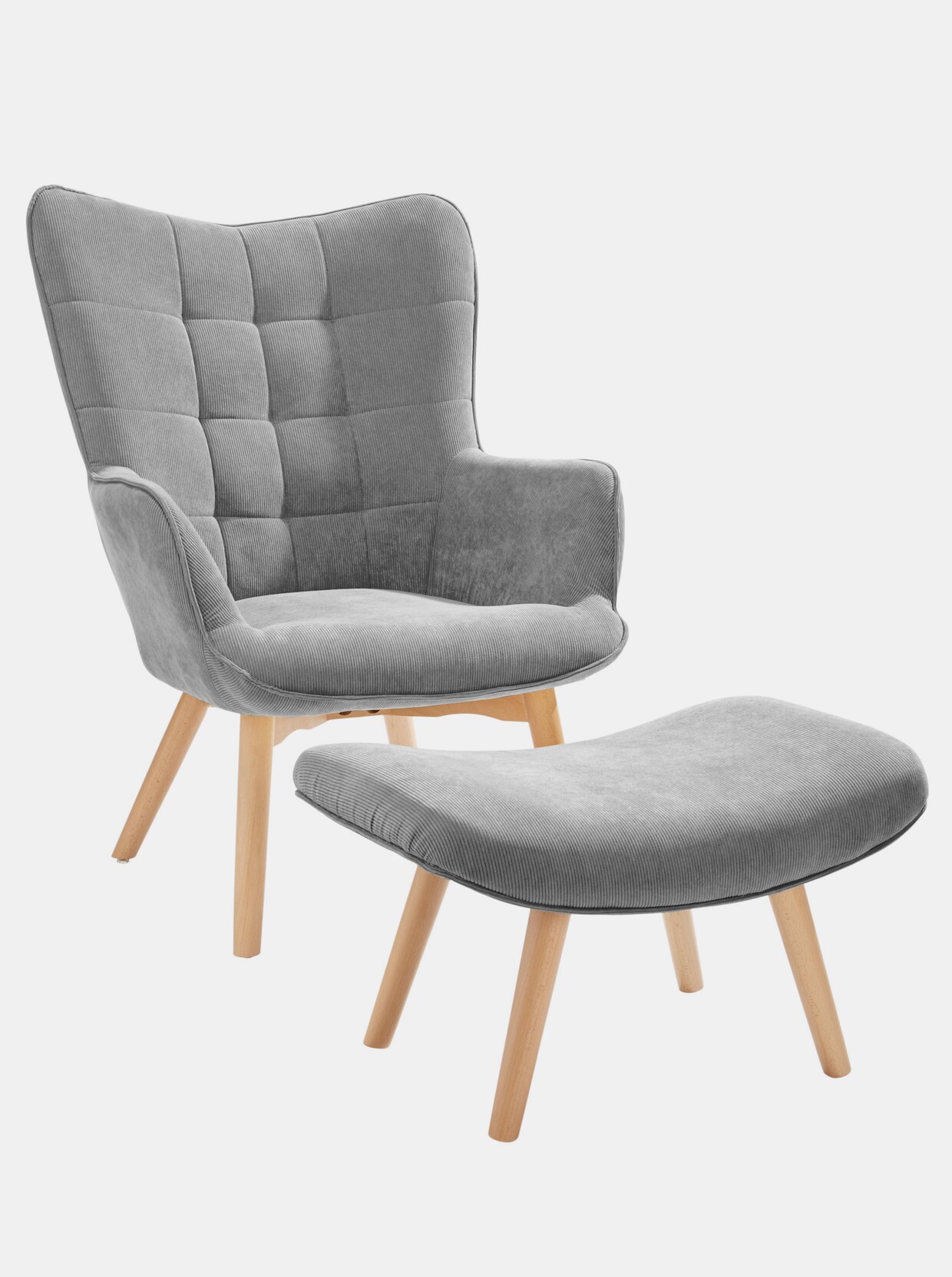 heine home Sessel+Hocker - grau