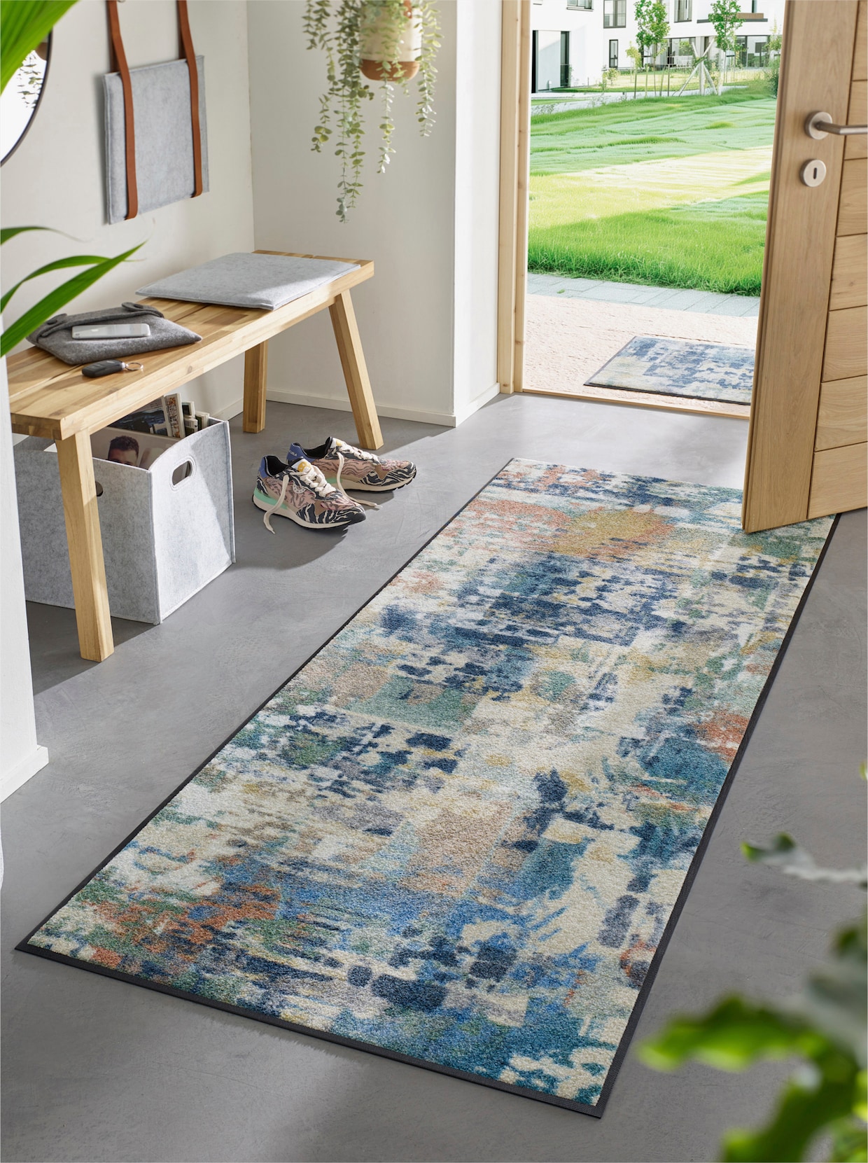 wash+dry by Kleen-Tex Fußmatte - ecru-blau-gemustert