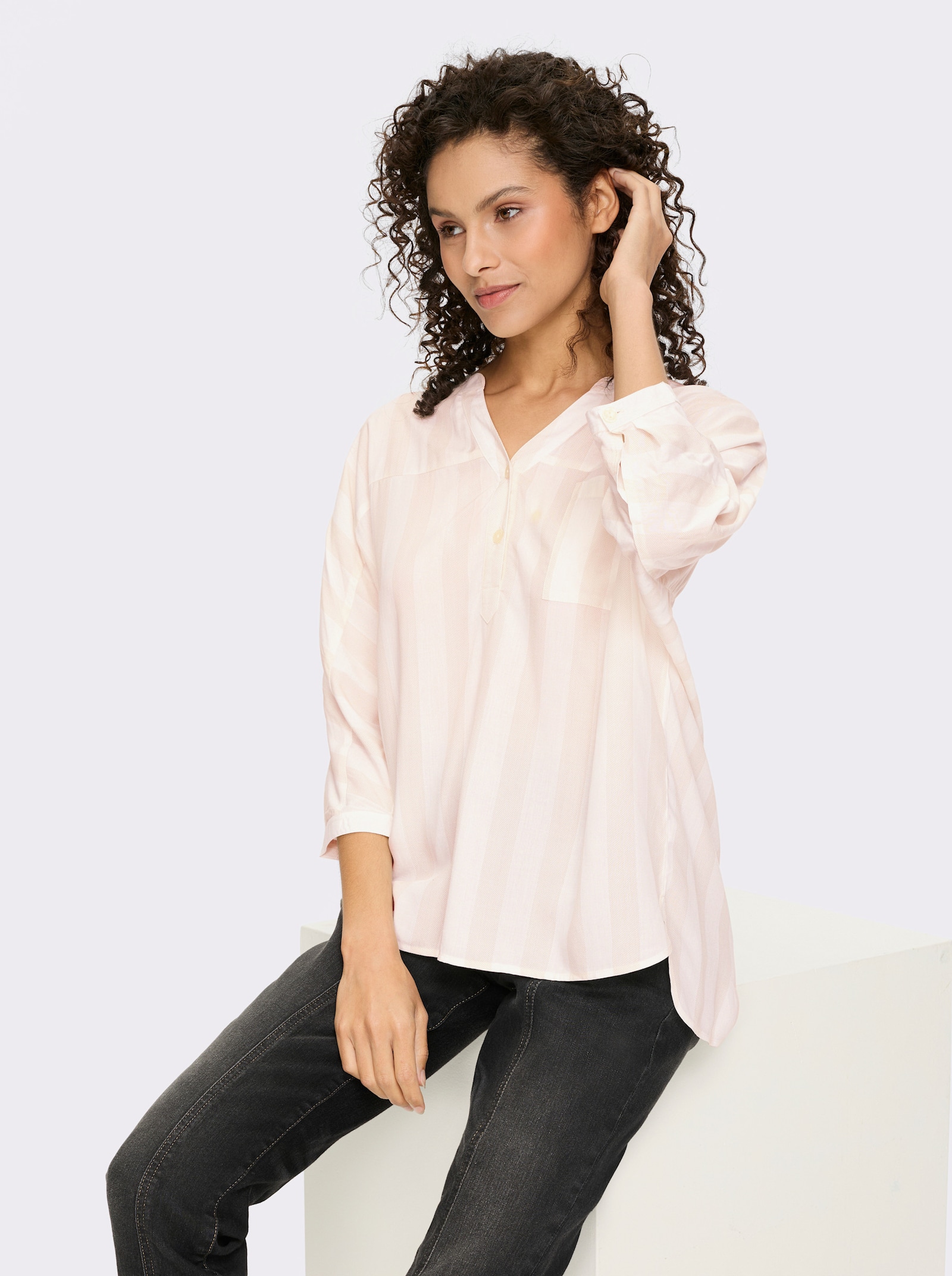 heine Gestreepte blouse met vleermuismouwen - ecru/zand gestreept