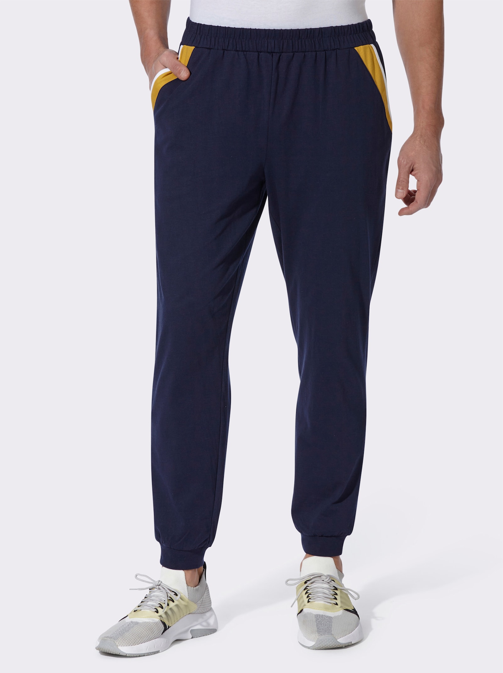 Freizeithose mit Kontrasteinsätzen - marine