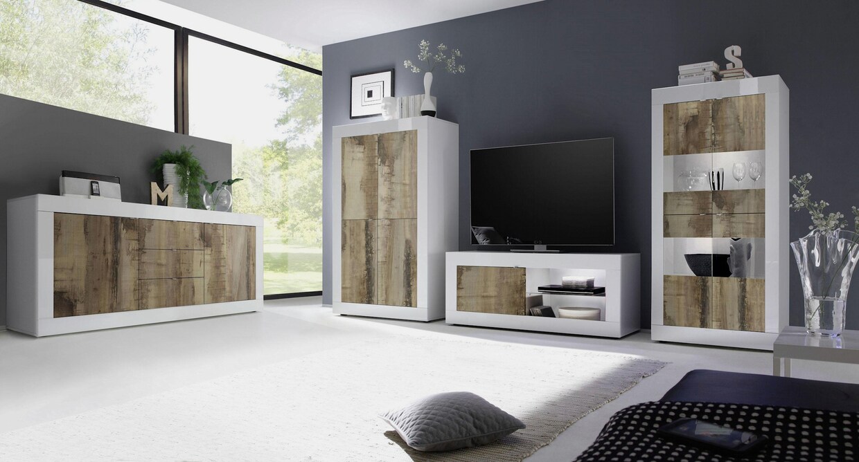 LC Sideboard - weiß hochglanz lack/pero