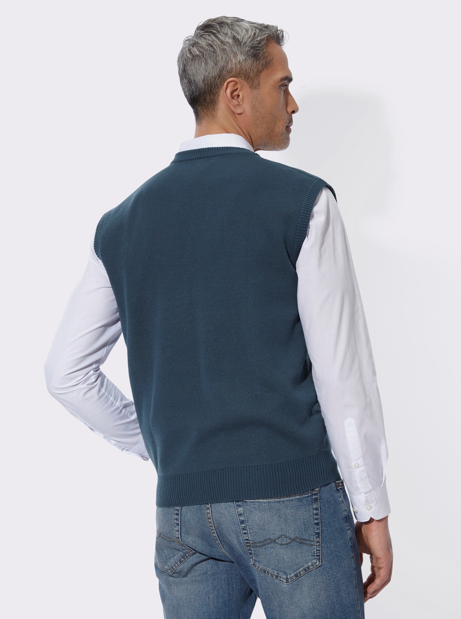 Pullunder mit grafischem Strickmuster - dunkelblau-gemustert