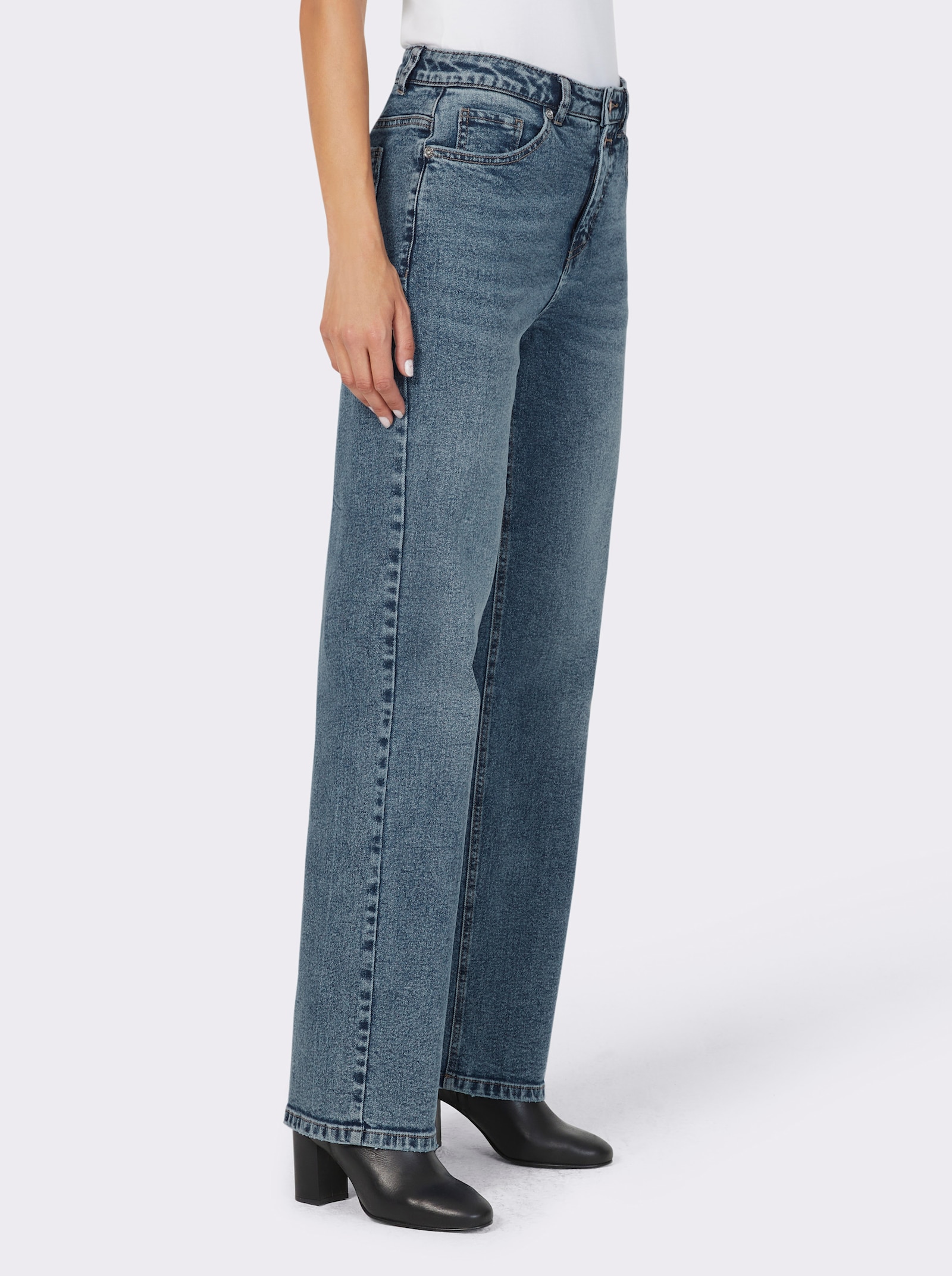 heine 5-Pocket-Jeans mit Ziernieten - blue-bleached