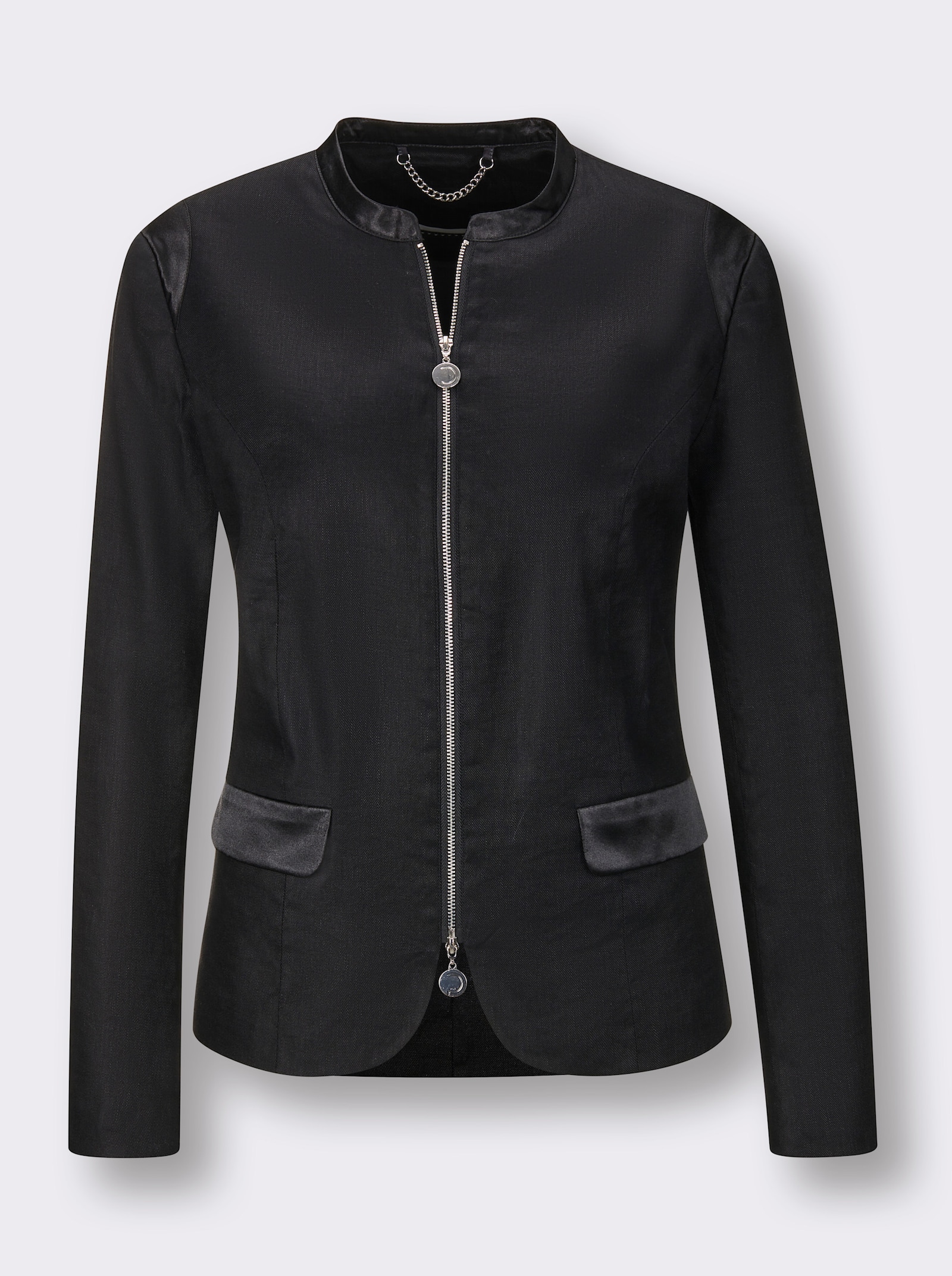 CREATION L PREMIUM Leinenblazer mit Viskose-Futter - schwarz