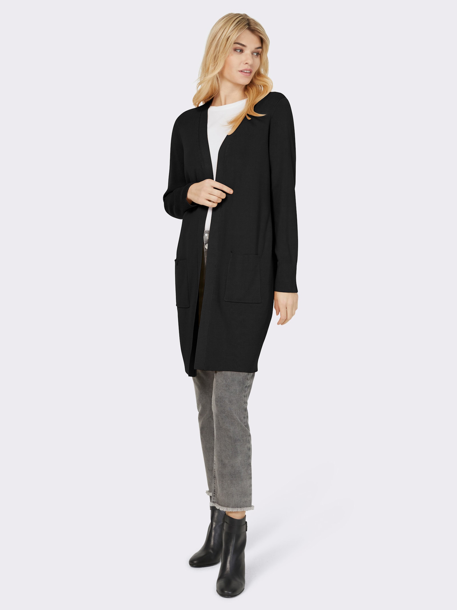 heine Longstrickjacke in Feinstrick-Qualität - schwarz