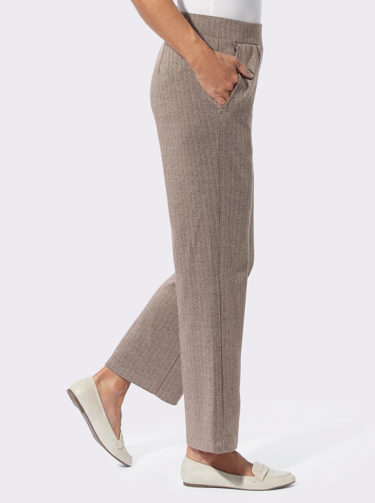 Jerseyhose - beige-schoko-gemustert