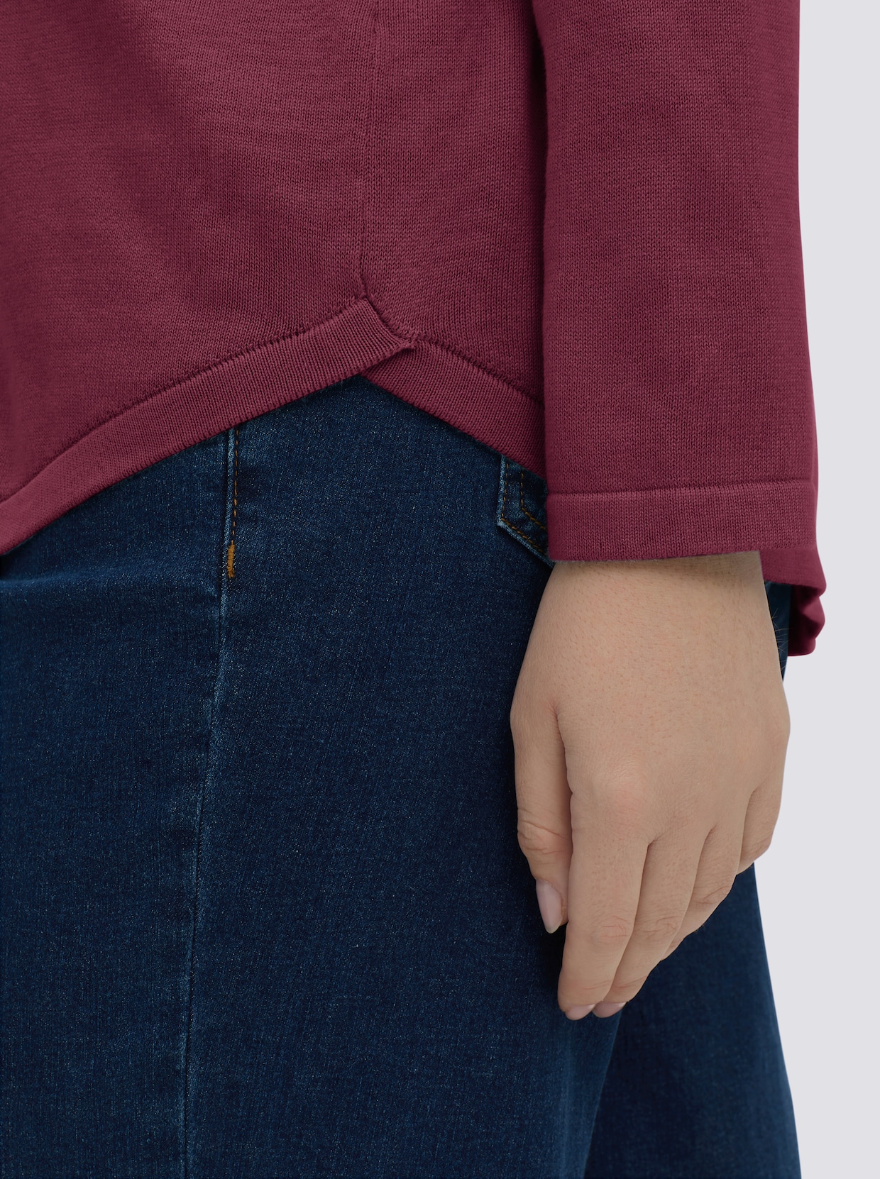 Baumwollpullover mit überlappendem Saum - bordeaux