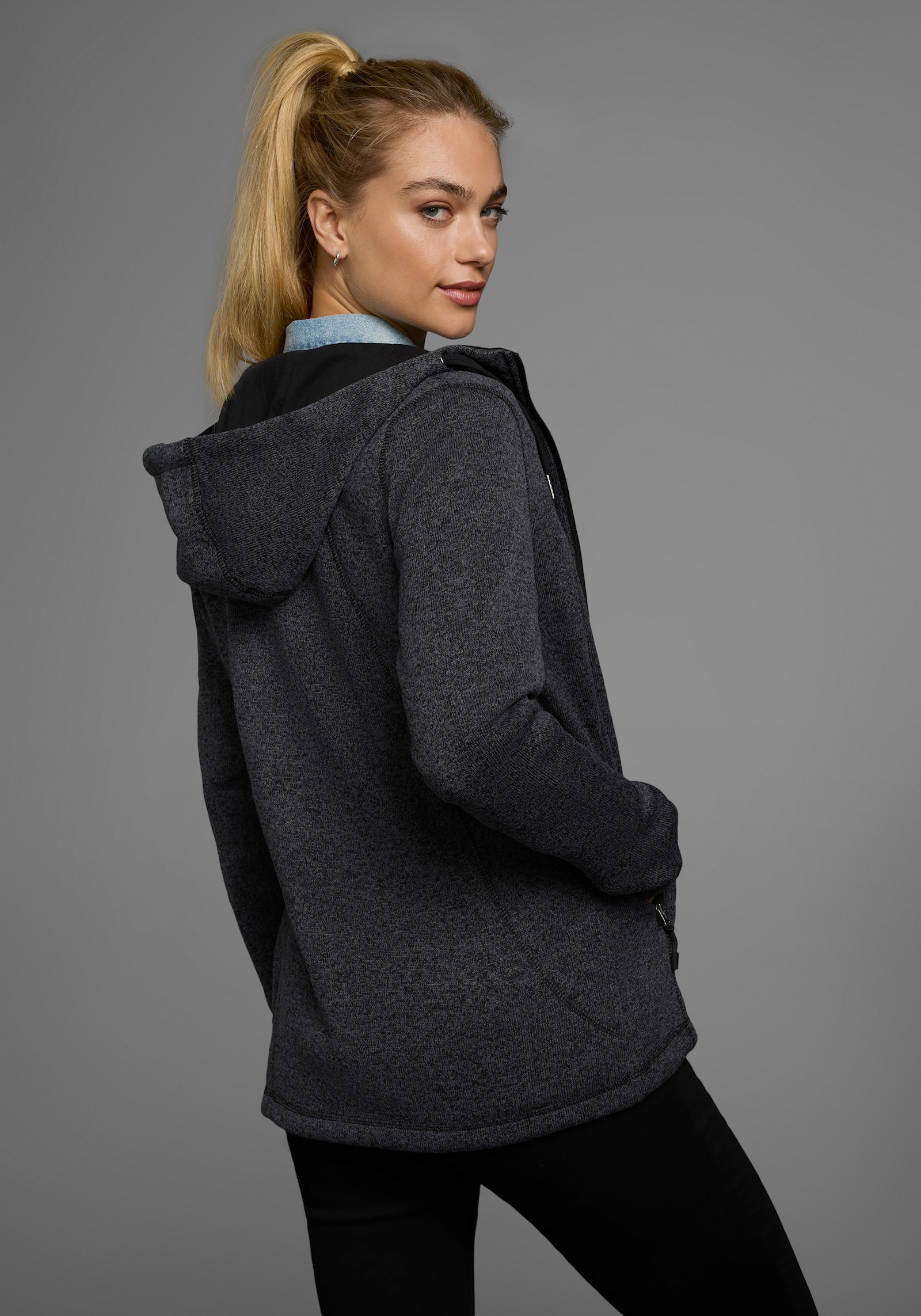 Polarino Strickfleecejacke - anthrazit