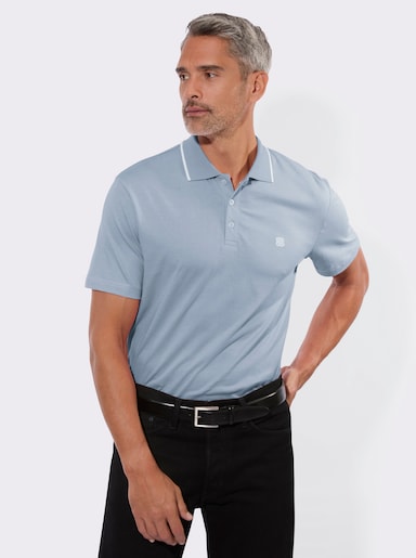 Poloshirt mit Kontrast-Details - eisblau