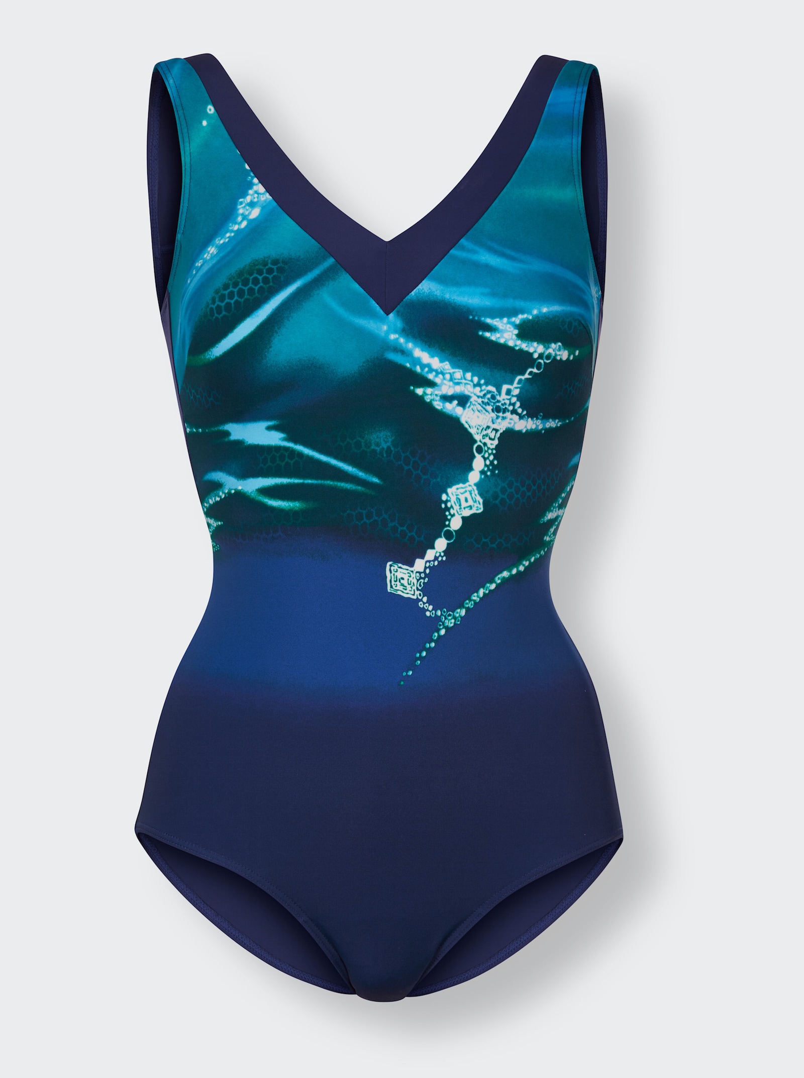 feel good Badpak met kleurverloop - koningsblauw bedrukt