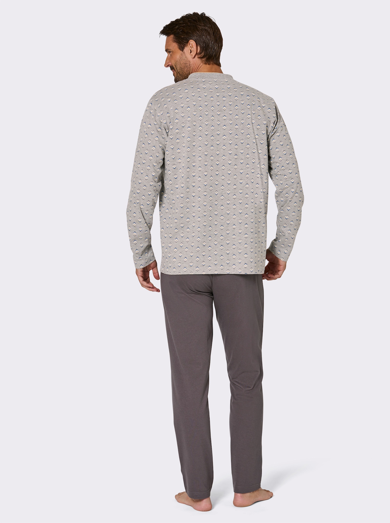 wäschepur men Schlafanzug - grau-meliert-anthrazit-bedruckt