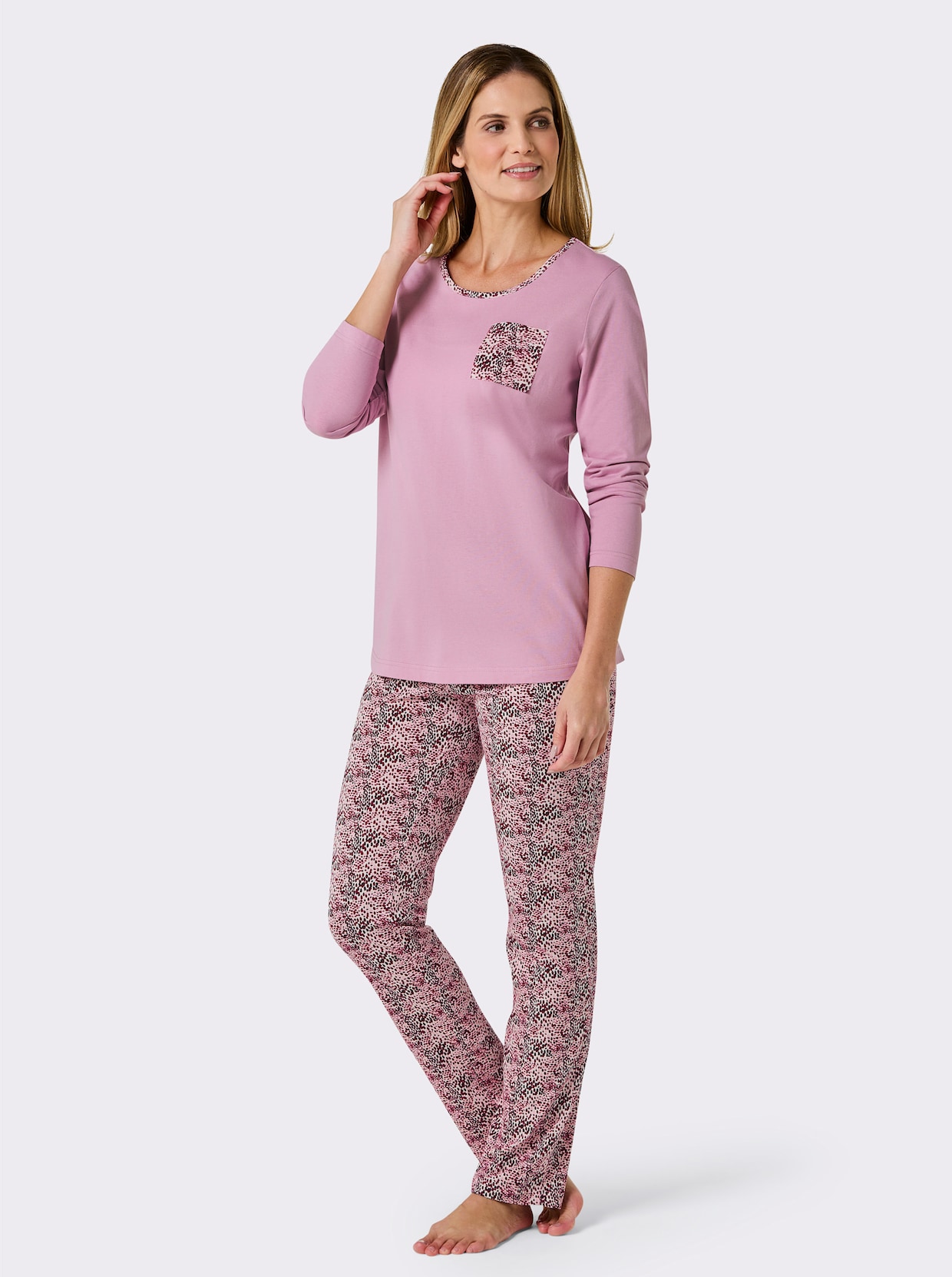 wäschepur Pyjama's - mint/ecru bedrukt + roze/ecru bedrukt