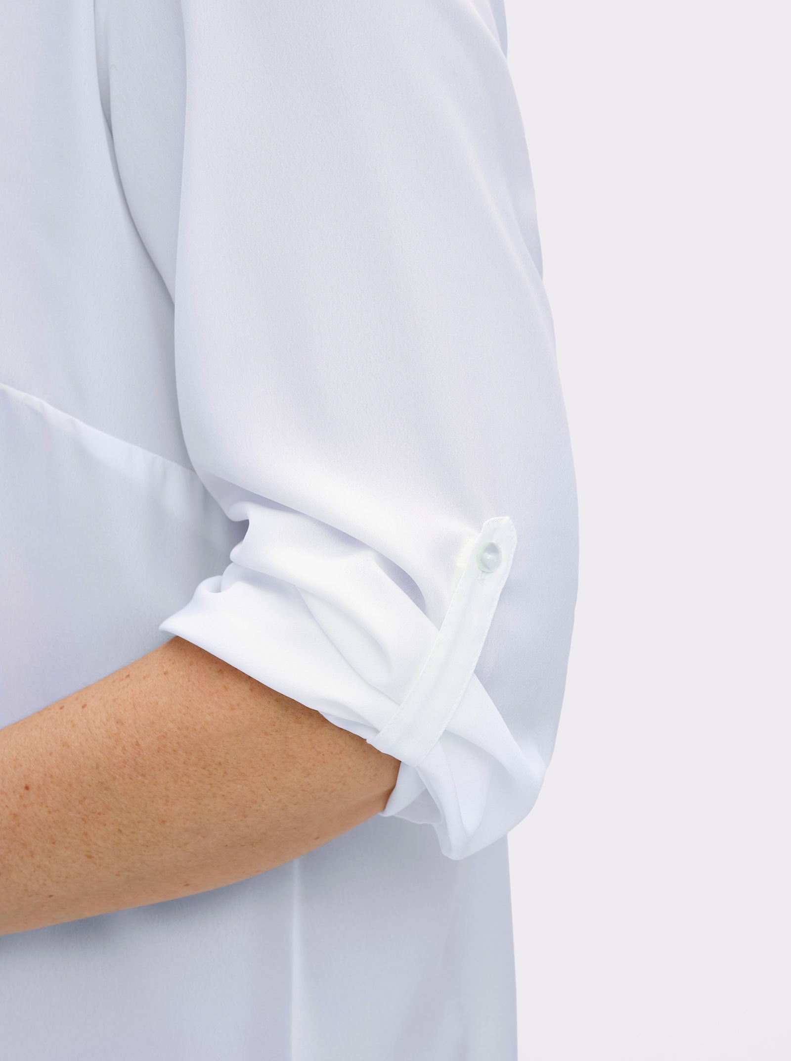 Longbluse mit verlängertem Rückenteil - weiß