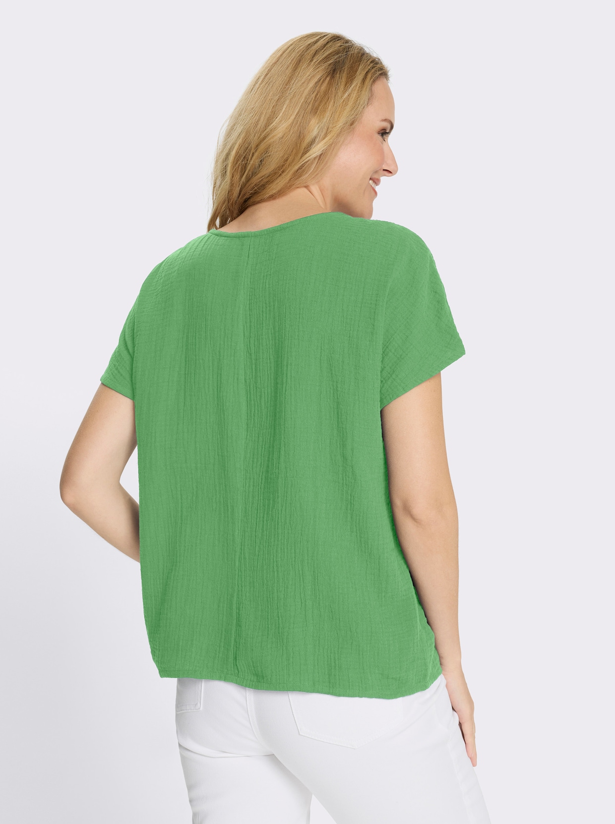 Schlupfbluse in Musselin-Qualität - apfel