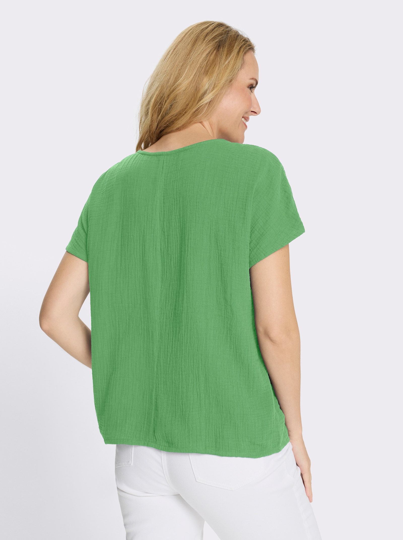 Schlupfbluse in Musselin-Qualität - apfel