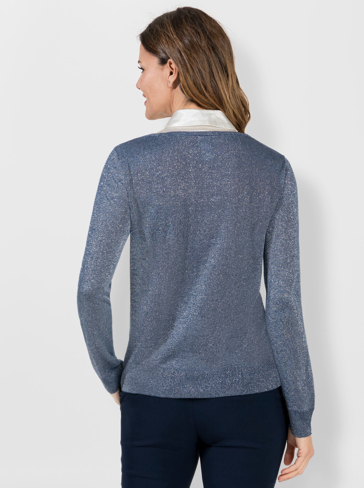 2-in-1-Pullover - jeansblau-meliert