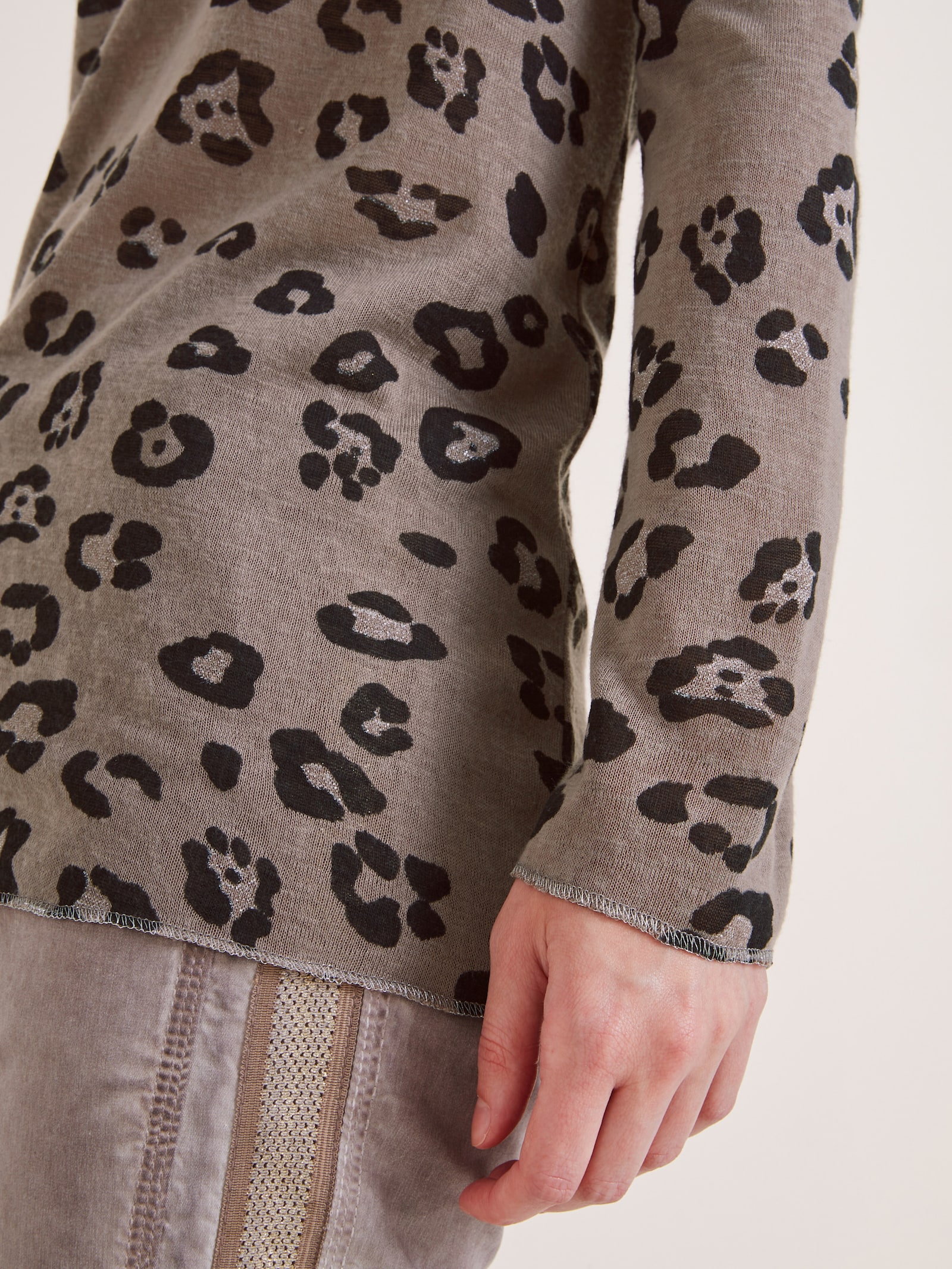 heine T-shirt à manches longues avec motif léopard - taupe