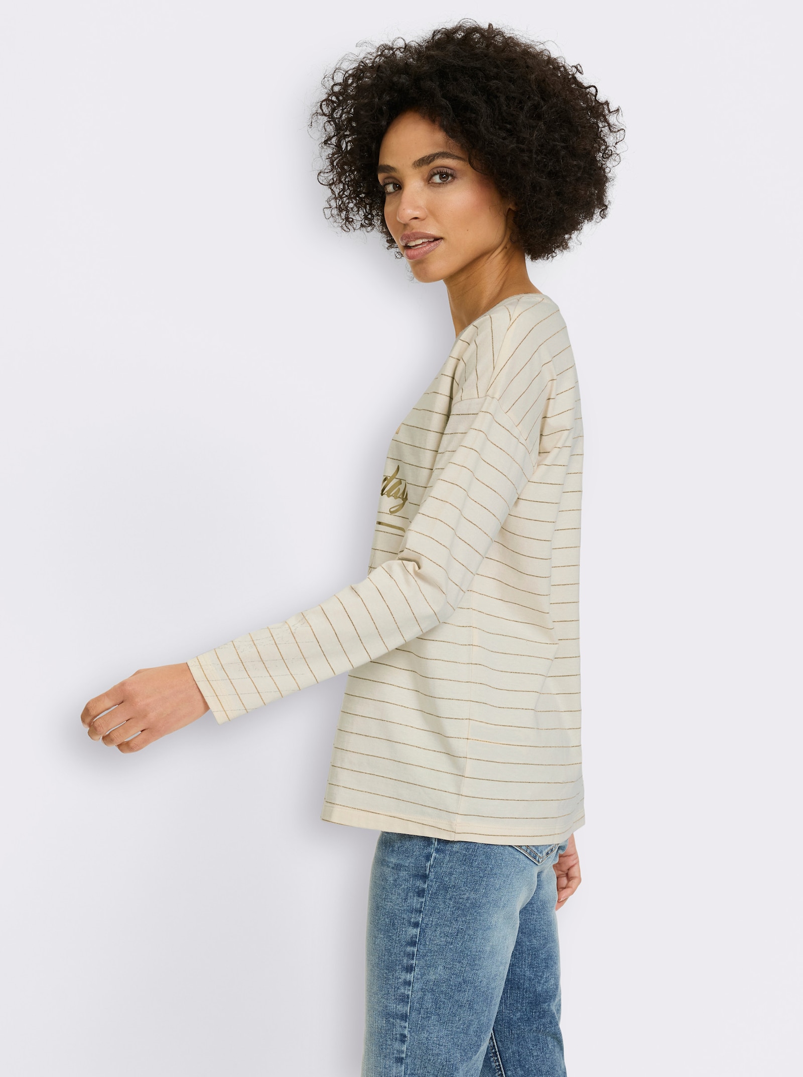 heine Ringelshirt mit Effektgarn - champagner-goldfarben-geringelt